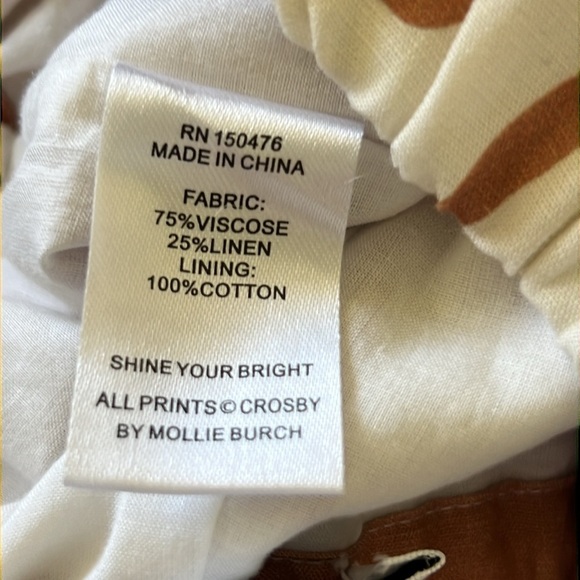 CROSBY by Mollie Burch Cailan High Waist Shorts White/Brown Size XS - Picture 7 of 7